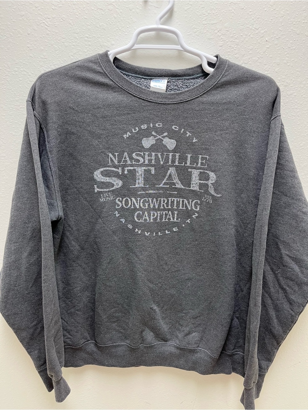Port & Company Core Fleece Gray Crewneck Sweatshirt Nashville Star Graphic LG